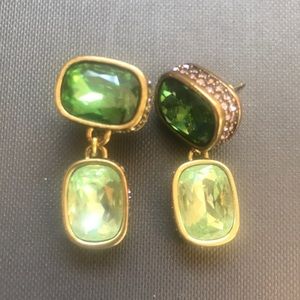 Heidi Daus emerald and rhinestone drop earrings